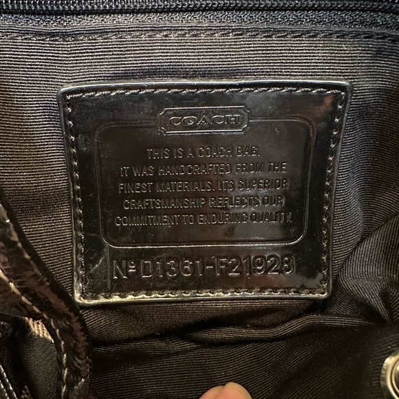 Coach Signature Black and Tan Backpack - Picture 7 of 12